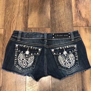LA Idol USA Cheeky Cut Off Denim Shorts Size M